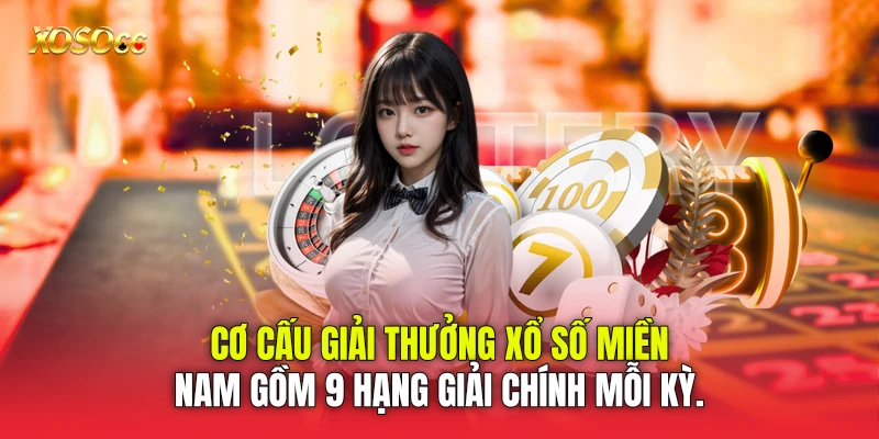 Cơ cấu giải thưởng xổ số miền Nam gồm 9 hạng giải chính mỗi kỳ.