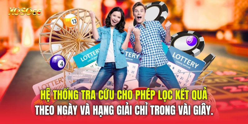 Hệ thống tra cứu cho phép lọc kết quả theo ngày và hạng giải chỉ trong vài giây.